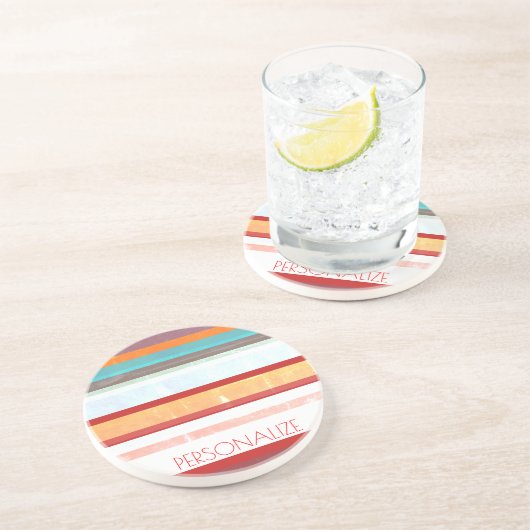 Personalisierte Streifen Sandstein Untersetzer (Seite)