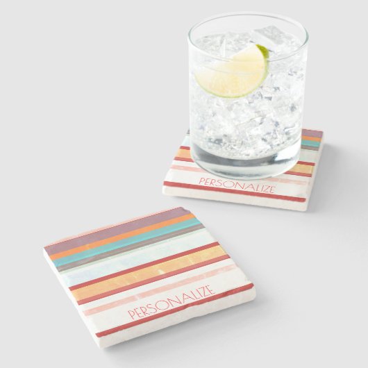 Personalisierte Streifen Steinuntersetzer (Seitenansicht)