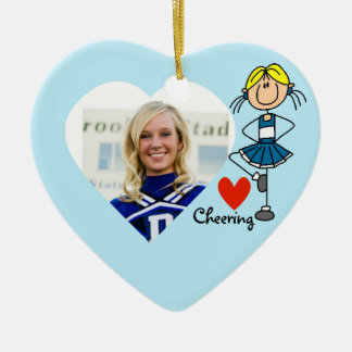 Personalisierte Strichmännchen-Liebe-zujubelnde Keramikornament