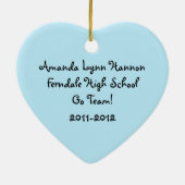 Personalisierte Strichmännchen-Liebe-zujubelnde Keramikornament (Hinten)