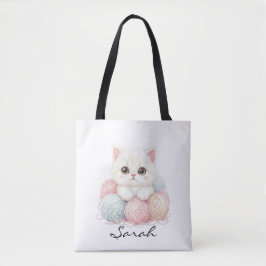 Personalisierte Strick-Kätzchen-Tragetasche Tasche