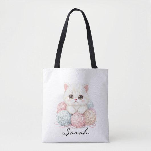 Personalisierte Strick-Kätzchen-Tragetasche Tasche (Vorderseite)