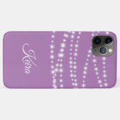 Personalisierte String Lights auf lila iPhone Case (Rückseite (Horizontal))