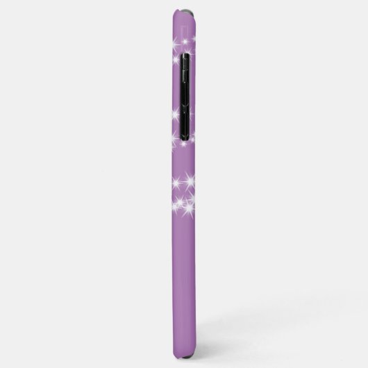 Personalisierte String Lights auf lila iPhone Case (Hinten/Links)