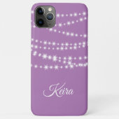 Personalisierte String Lights auf lila iPhone Case (Rückseite)