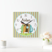 Personalisierte Stripte afrikanische Elefantenuhr Quadratische Wanduhr (Zuhause)