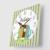 Personalisierte Stripte afrikanische Elefantenuhr Quadratische Wanduhr (Winkel)