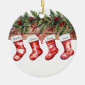 Personalisierte Strümpfe Familie 4 Weihnachten Keramik Ornament (Vorne)