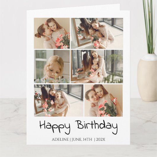 Personalisierte Stylish Simple Birthday Foto Colla Karte (Vorderseite)