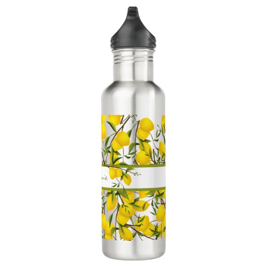 Personalisierte Summery Citrus Lemon Tree Branches Edelstahlflasche (Rechts)
