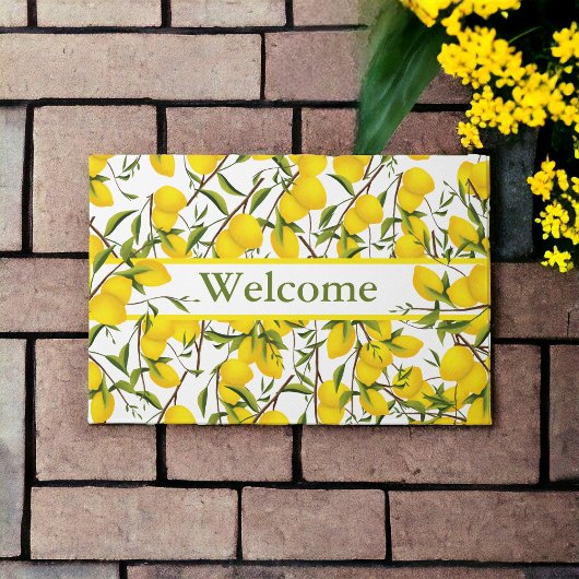 Personalisierte Summery Citrus Lemon Tree Branches Fußmatte