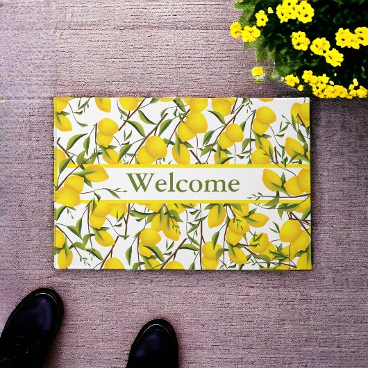 Personalisierte Summery Citrus Lemon Tree Branches Fußmatte