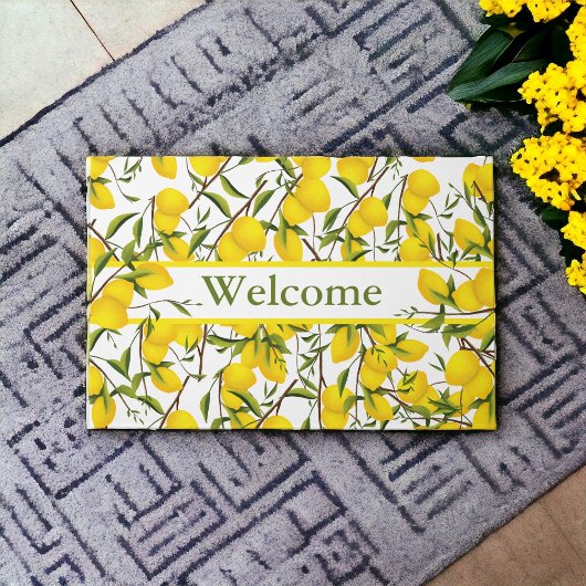 Personalisierte Summery Citrus Lemon Tree Branches Fußmatte