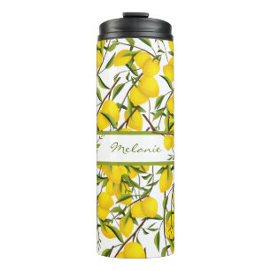 Personalisierte Summery Citrus Lemon Tree Branches Thermosbecher