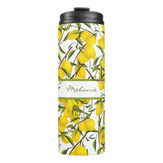 Personalisierte Summery Citrus Lemon Tree Branches Thermosbecher (Vorderseite)