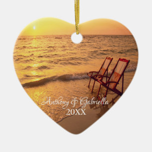 Personalisierte Sunsetting Strand-Verzierung Keramik Ornament