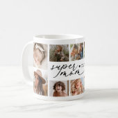 Personalisierte Super Mama 10 Foto-Collage Kaffeetasse (Vorderseite Links)