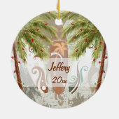 Personalisierte Surfbretter und Palmen Trees Beach Keramikornament (Hinten)