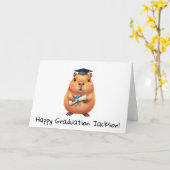 Personalisierte süße Capybara-Abschlussfeier  Karte (Gelbe Blume)