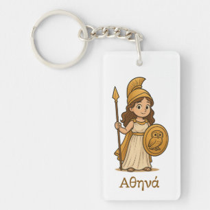 Personalisierte süße Cartoon-Athena griechische Gö Schlüsselanhänger
