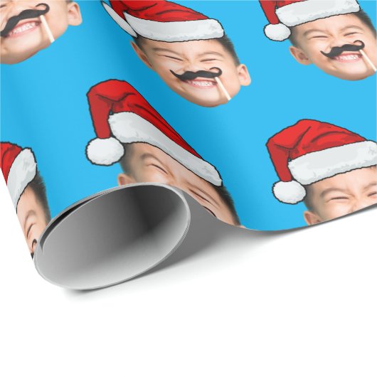 Personalisierte süße Familien-Gesicht Weihnachtsma Geschenkpapier (Rolleneckpunkt)