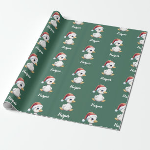 Personalisierte süße festliche Weihnachtsgans Ente Geschenkpapier