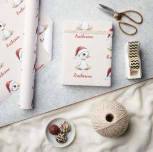 Personalisierte süße festliche Weihnachtsgans Ente Geschenkpapier