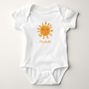 Personalisierte süße gelbe orange Sonne Boho-Sonne Baby Strampler