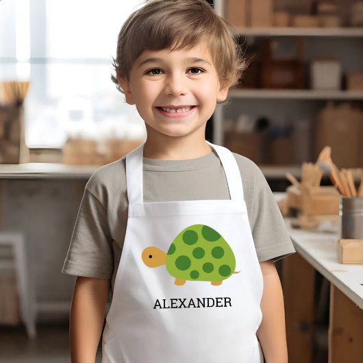 Personalisierte Süße Grüne Schildkröte Kinderschürze