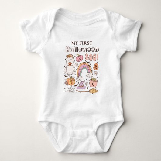 Personalisierte süße Halloween-Elemente Geist Kürb Baby Strampler (Vorderseite)