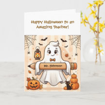 Personalisierte süße Halloween-Geist-Lehrer-Grußka