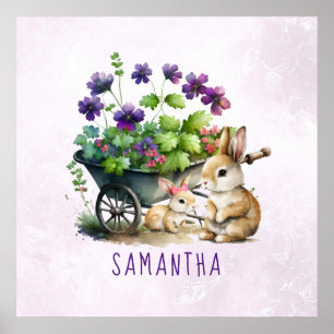 Personalisierte Süße Häschen Mädchen Ostern Poster