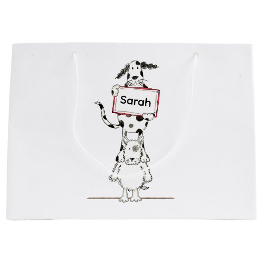 Personalisierte süße Hundeakrobaten Große Geschenktüte (Vorderseite)
