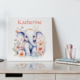 Personalisierte süße Illustration eines Baby-Elefa Poster
