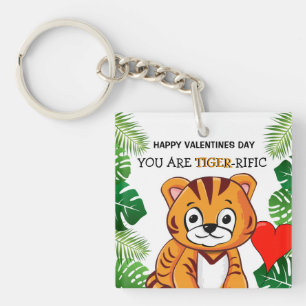 Personalisierte süße Kinder Tiger-tastische Valent Schlüsselanhänger