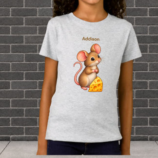 Personalisierte süße kleine Maus mit Käse T-Shirt