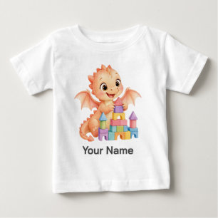 Personalisierte süße Koralle-Baby-Drache-Blockburg Baby T-shirt