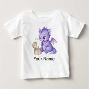 Personalisierte süße lila Babydrache-Musikbox  Baby T-shirt