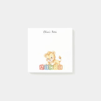 Personalisierte süße Löwenbaby-ABC-Blocks Sticky N Post-it Klebezettel