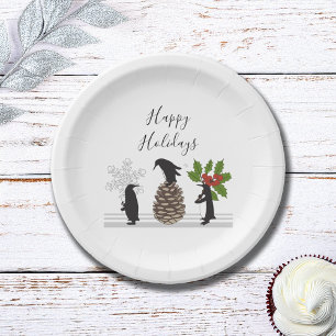 Personalisierte süße lustige Pinguine Weihnachten Pappteller