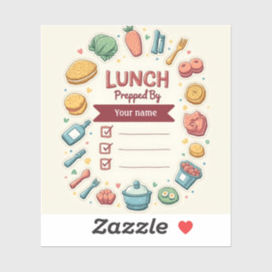 Personalisierte süße Mittagessen-Checkliste für Ki Aufkleber