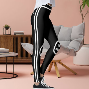Personalisierte süße Pet Mama Schwarz-Weiß-Gestrei Leggings