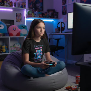 Personalisierte süße Pixel-Art Blaue Katze "Game O T-Shirt