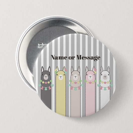 Personalisierte süße Retro-bunte Lamas Button (Vorne & Hinten)