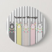 Personalisierte süße Retro-bunte Lamas Button (Vorderseite)
