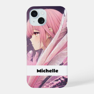 Personalisierte süße rosa Anime-Girl-iPhone-Hülle iPhone 15 Hülle