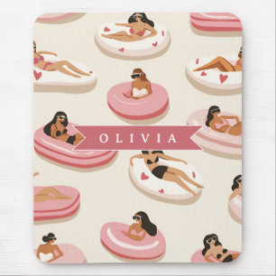 Personalisierte Süße Rosa Pool Schwimmkörper Somme Mousepad