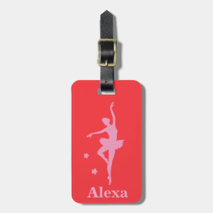 Personalisierte Süße Rosa Rot Balletttänzerin Gepäckanhänger