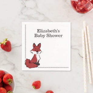 Personalisierte süße rote Fuchs-Baby-Party Serviette