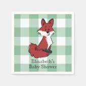 Personalisierte Süße Rote Fuchs Grün Gingham Baby Serviette (Vorderseite)
